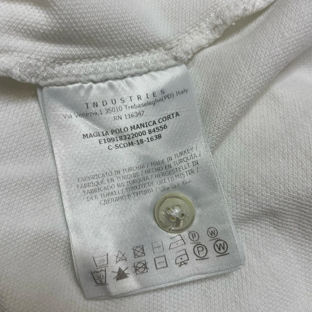Moncler White Polo Shirt with Black and Red Logo - Picture 8 of 10